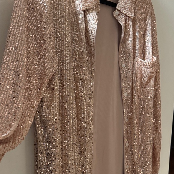 Sparkling Sequin Button-Up Shirt - Picture 3 of 6